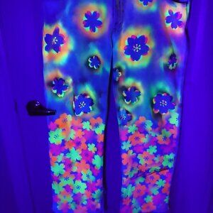 Custom paint job cherry blossom Levi's cross over B-Lines men's jeans